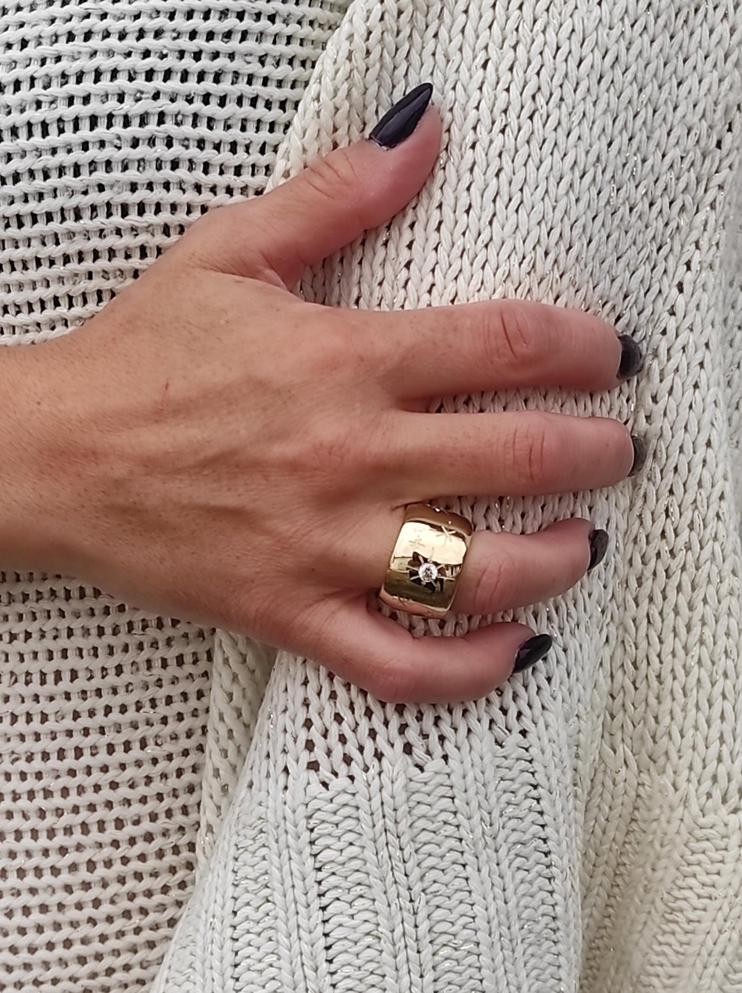 Star Ring: Wide Band Statement Ring, Gold Plated Jewelry