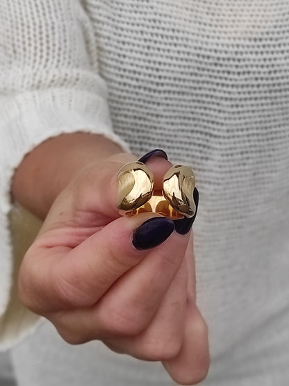 Sculptured Wide Band Gold Ring: Elisa Kuno Designer Statement Ring