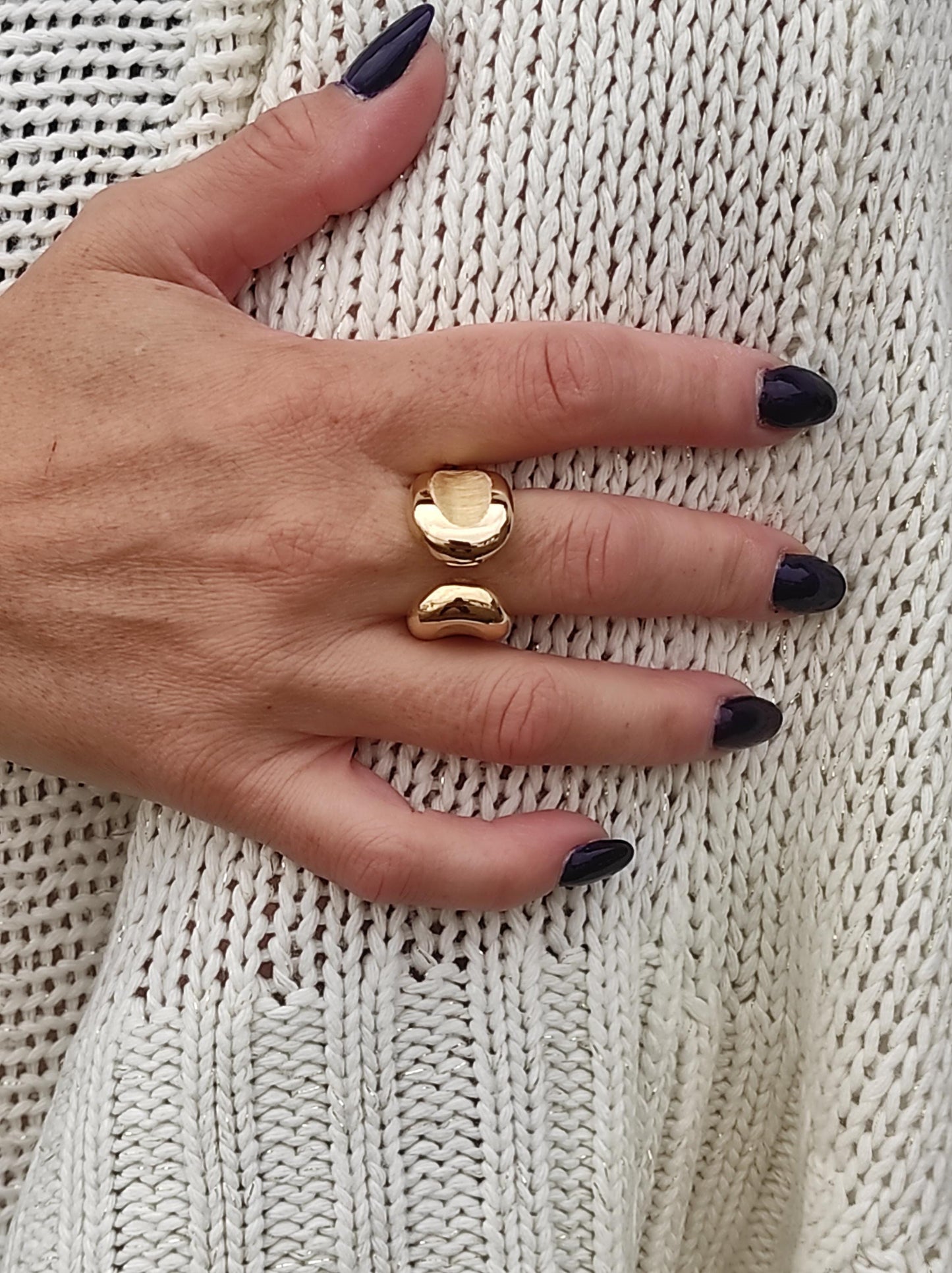 Sculptured Wide Band Gold Ring: Elisa Kuno Designer Statement Ring