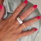 Statement Ring For Women: Silver Square Band, Contemporary Design
