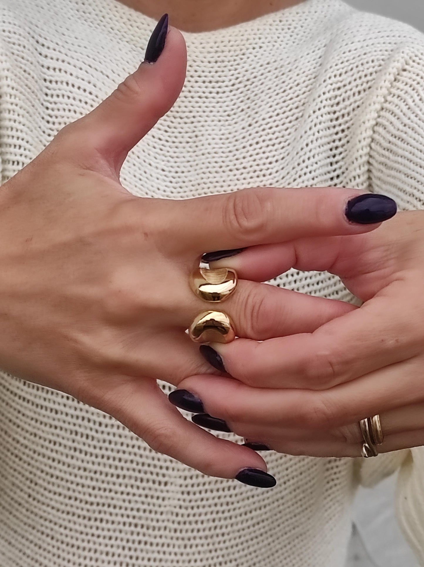 Sculptured Wide Band Gold Ring: Elisa Kuno Designer Statement Ring