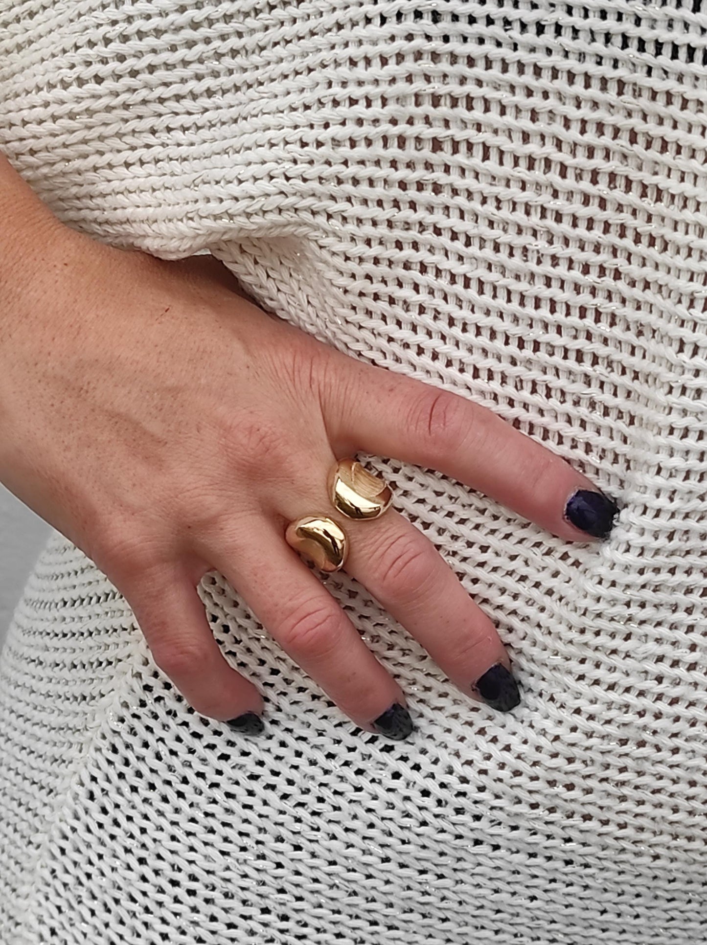 Sculptured Wide Band Gold Ring: Elisa Kuno Designer Statement Ring