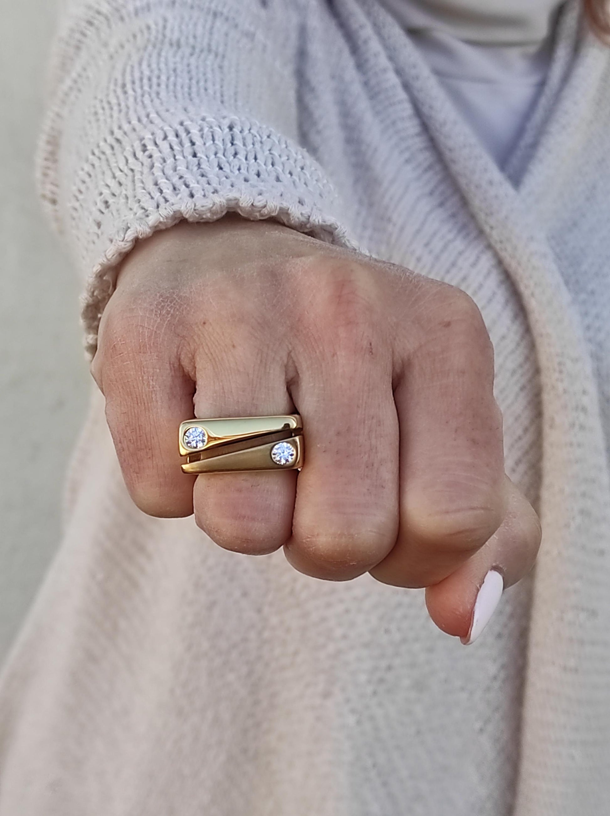 Yin Yang Ring: Cubic Zirconia Statement Ring
