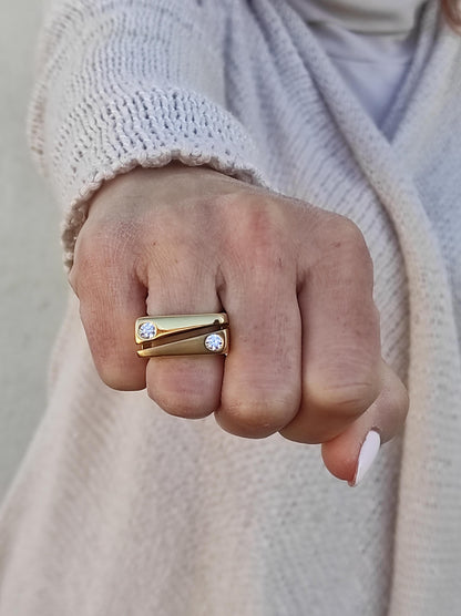 Yin Yang Ring: Cubic Zirconia Statement Ring