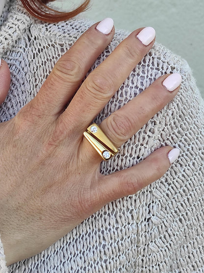 Yin Yang Ring: Cubic Zirconia Statement Ring