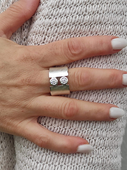 Wide Band Ring: Statement Jewelry For Women, Silver AG950