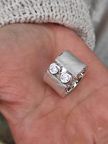 Wide Band Ring: Statement Jewelry For Women, Silver AG950