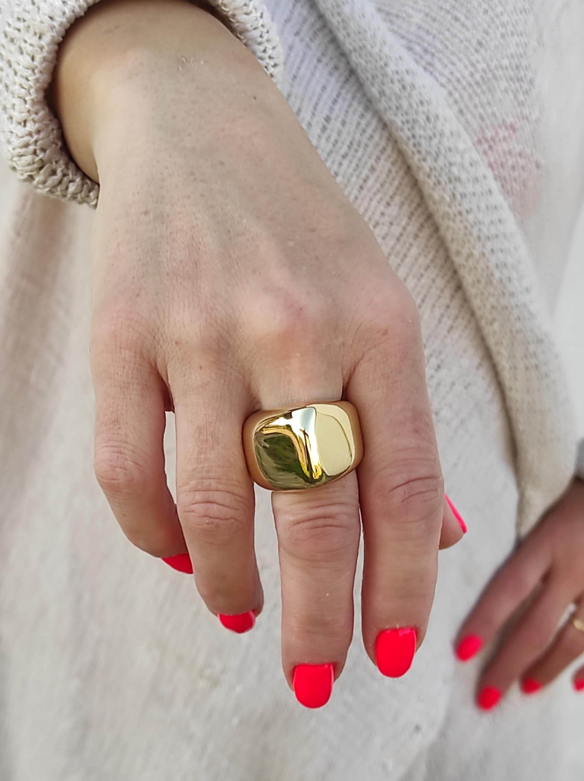 Statement Ring: Chunky Conical Design by Elisa Kuno, Gold Plated