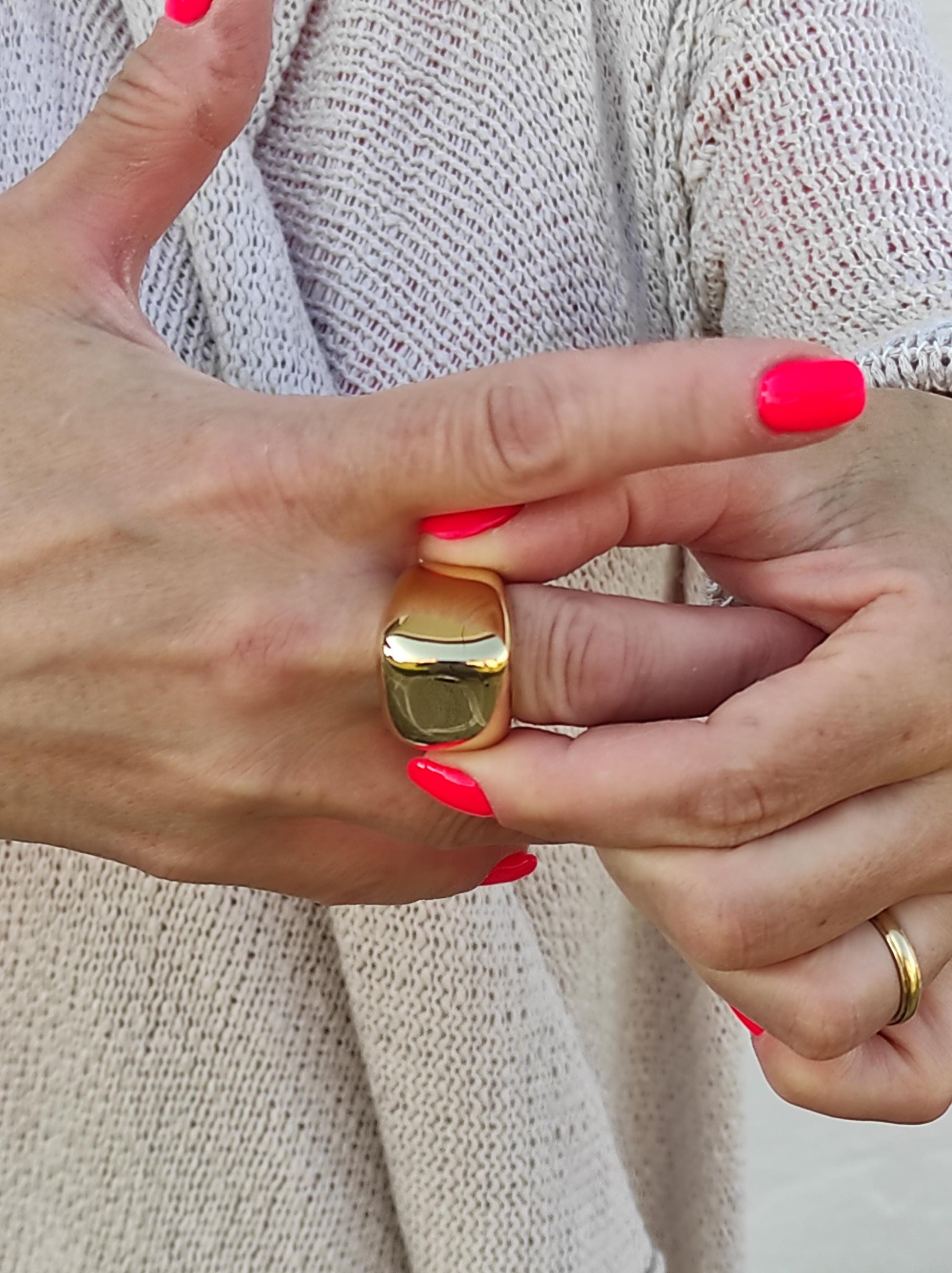 Statement Ring: Chunky Conical Design by Elisa Kuno, Gold Plated