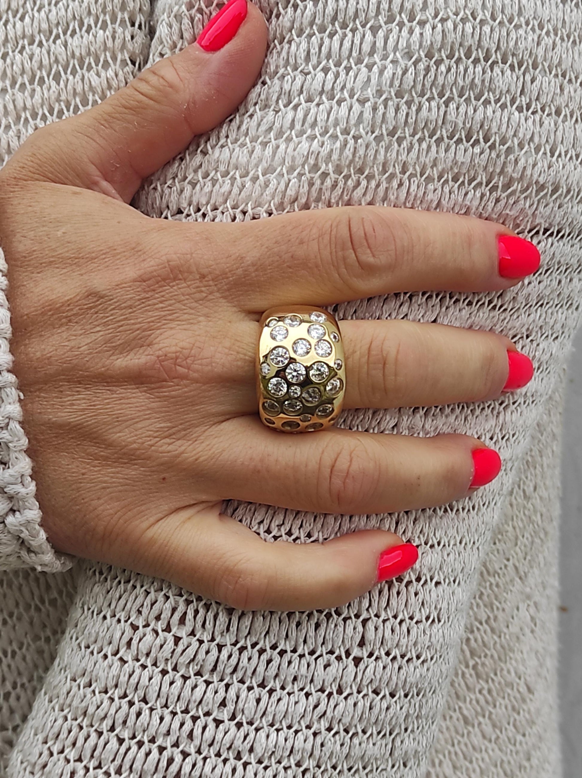 Multiple Gemstone Ring: Wide Dome Ring, Statement jewelry Elisa Kuno Design