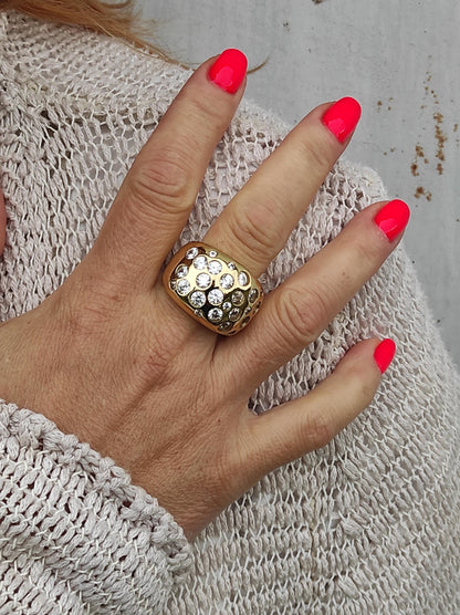 Multiple Gemstone Ring: Wide Dome Ring, Statement jewelry Elisa Kuno Design