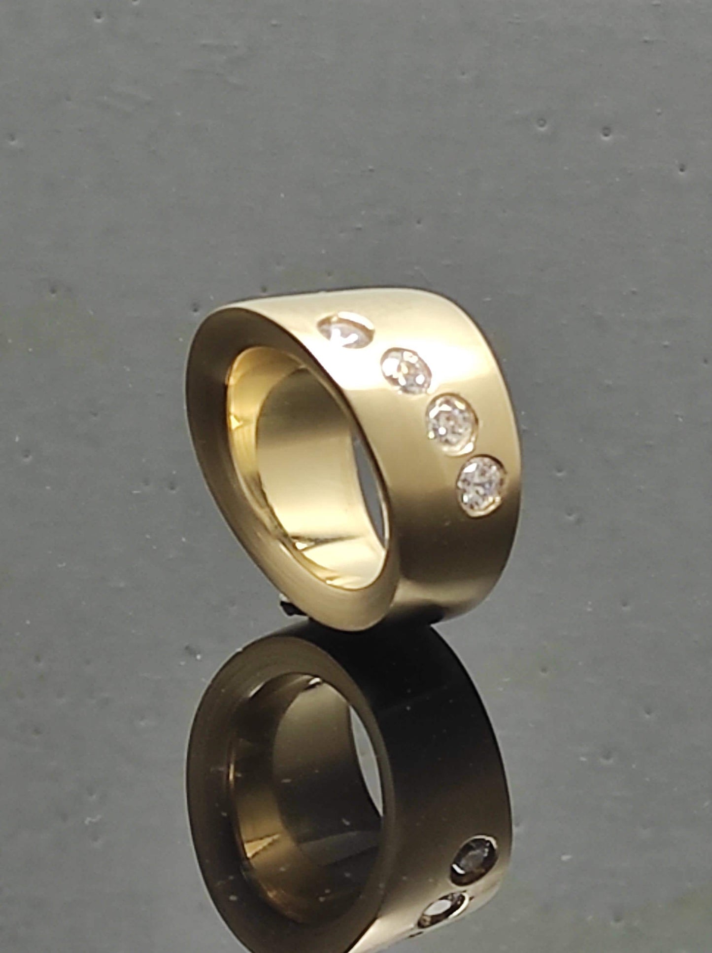 Statement Ring: Chunky Asymmetrical Band, Gold Plated, Birthstones Jewelry