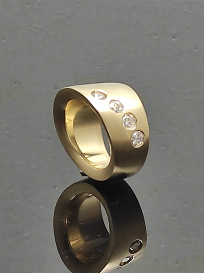 Statement Ring: Chunky Asymmetrical Band, Gold Plated, Birthstones Jewelry