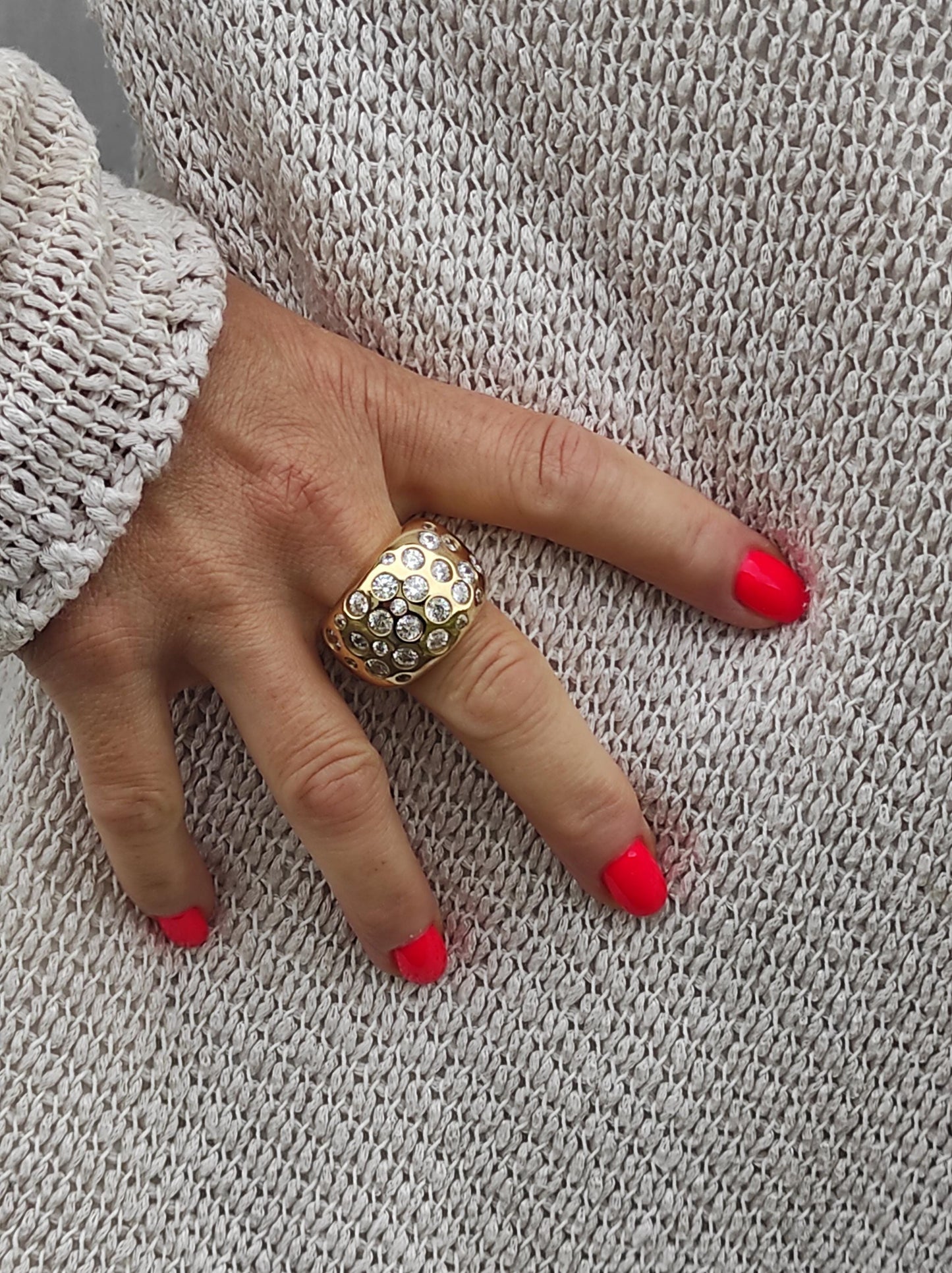 Multiple Gemstone Ring: Wide Dome Ring, Statement jewelry Elisa Kuno Design