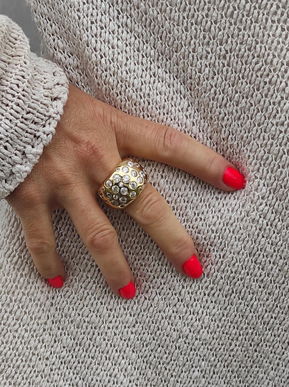 Multiple Gemstone Ring: Wide Dome Ring, Statement jewelry Elisa Kuno Design