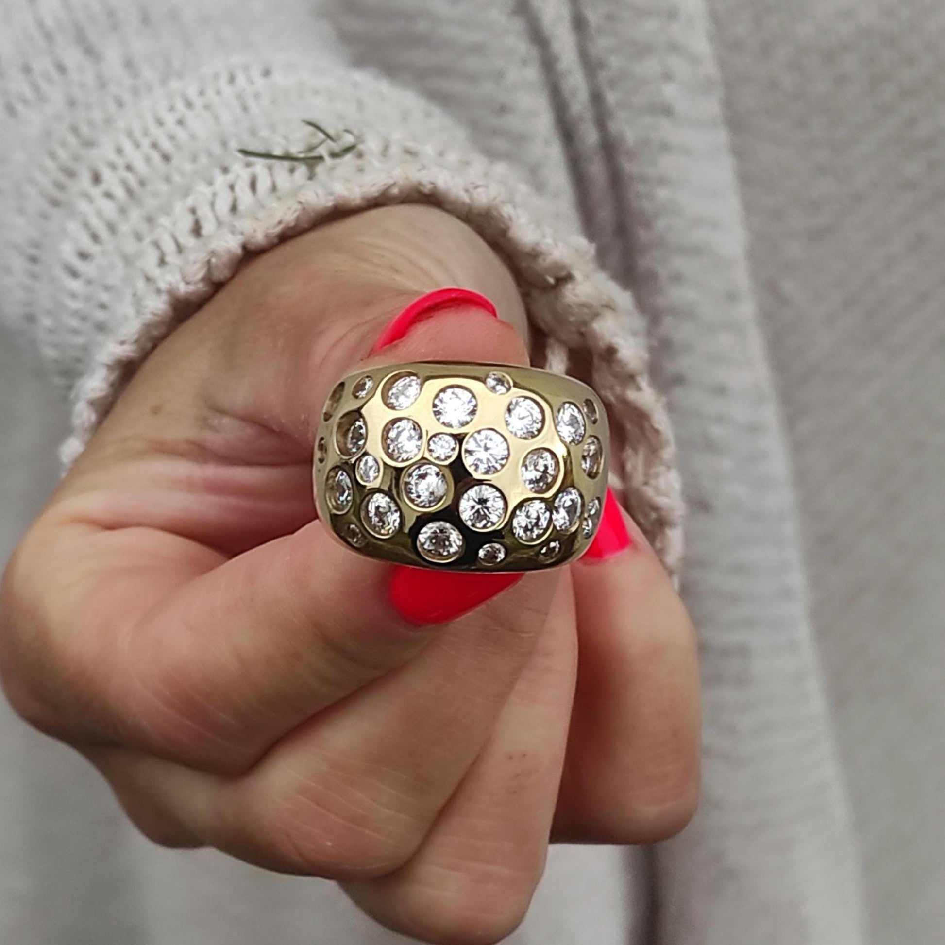 Multiple Gemstone Ring: Wide Dome Ring, Statement jewelry Elisa Kuno Design