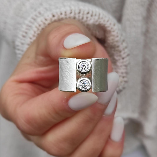 Wide Band Ring: Statement Jewelry For Women, Silver AG950
