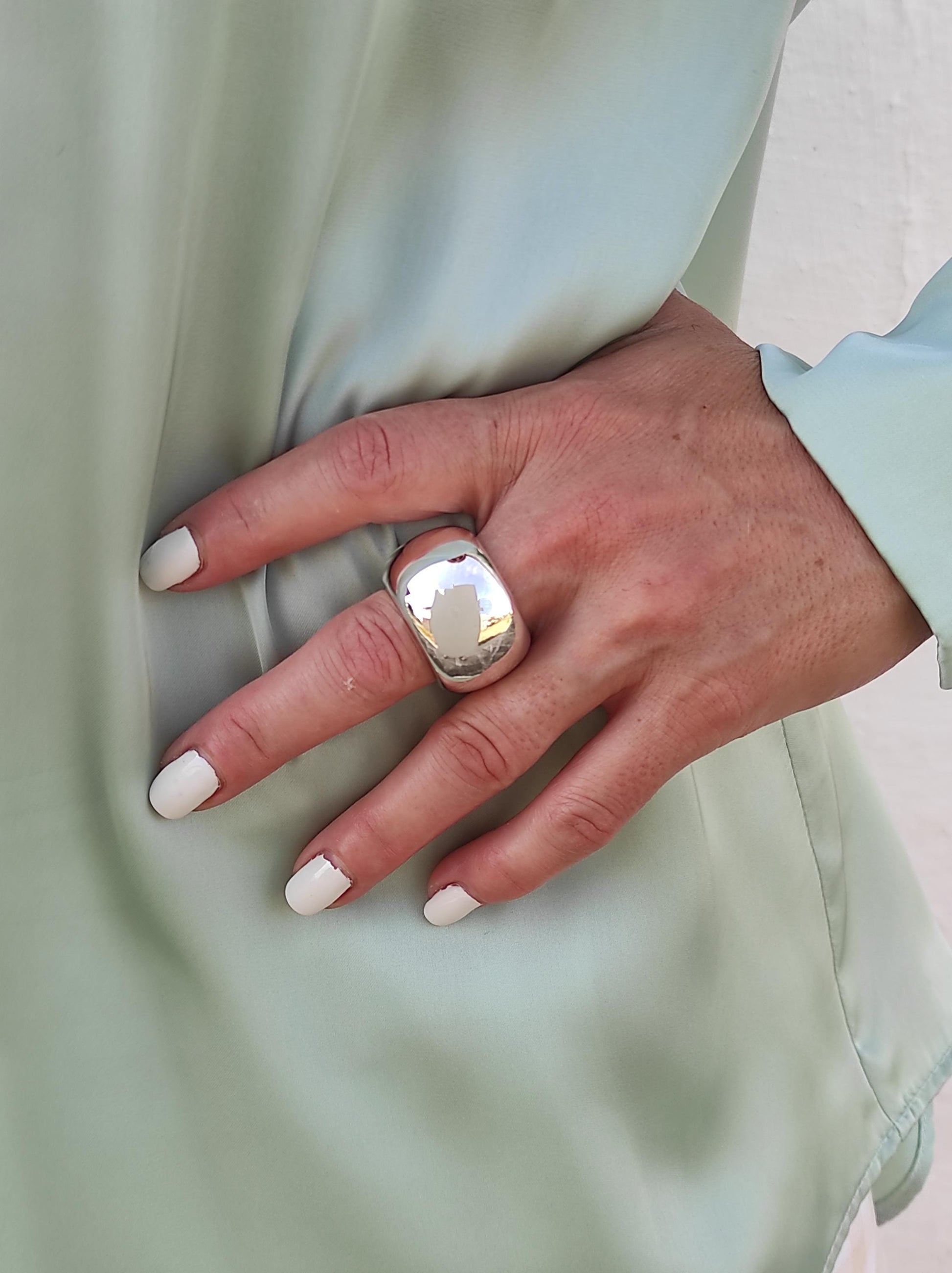 Silver Donut Ring: Chunky Doughnut Ring, Heavy Band, 19MM Wide