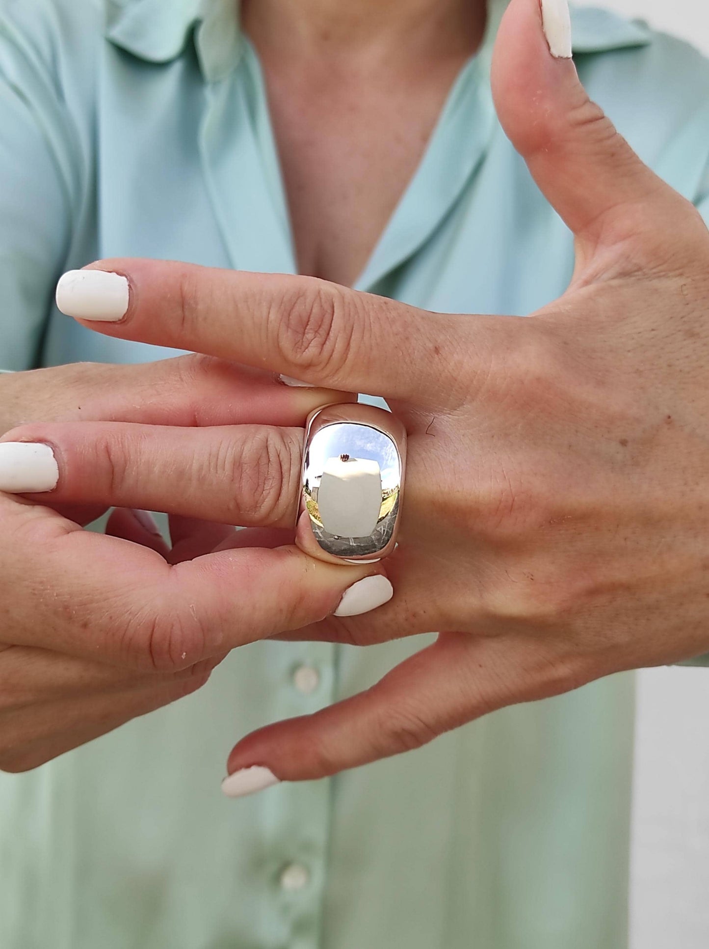 Silver Donut Ring: Chunky Doughnut Ring, Heavy Band, 19MM Wide