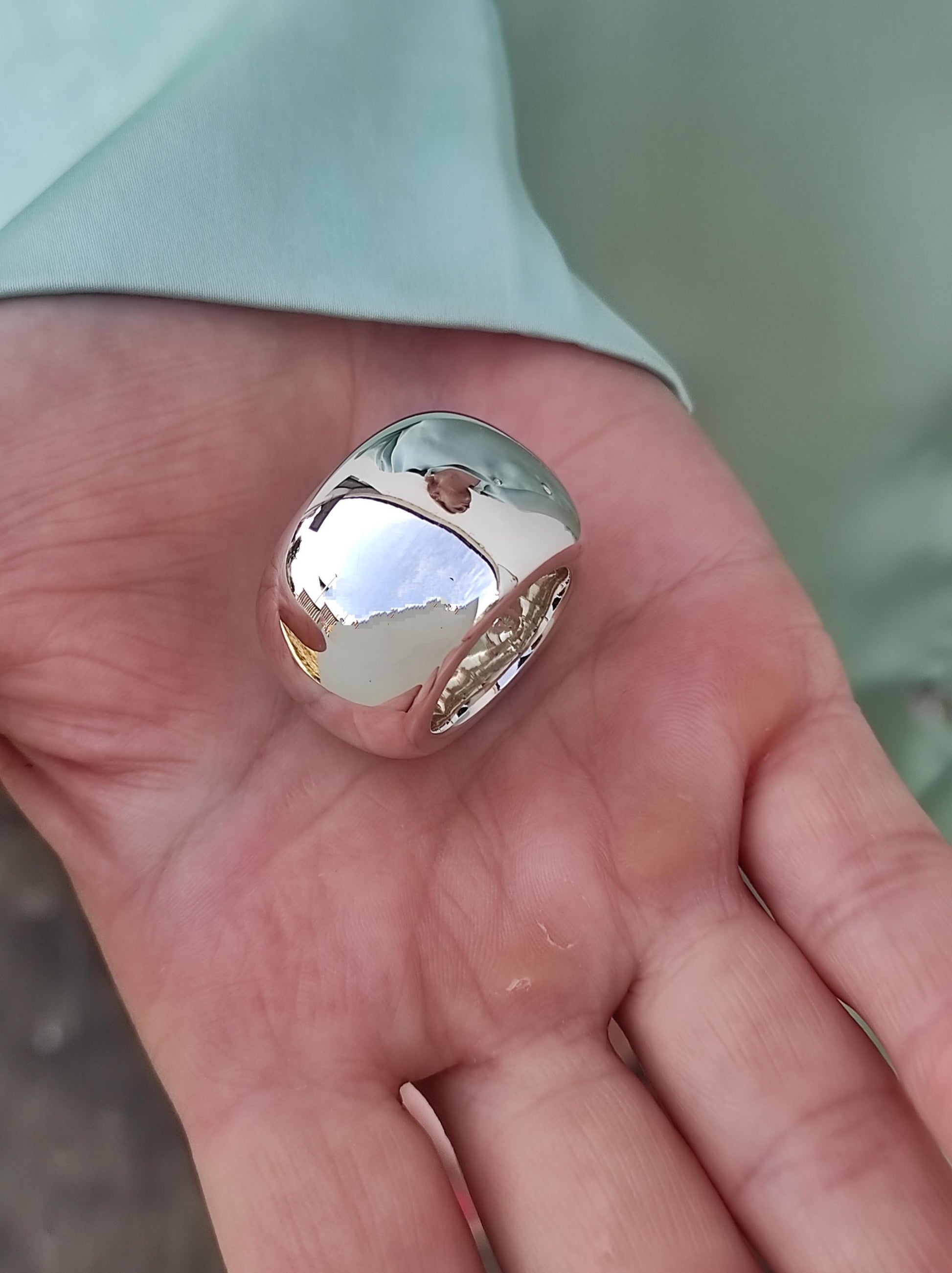 Silver Donut Ring: Chunky Doughnut Ring, Heavy Band, 19MM Wide