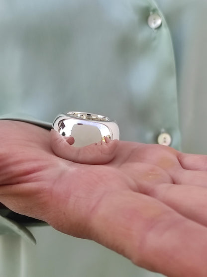 Silver Donut Ring: Chunky Doughnut Ring, Heavy Band, 19MM Wide