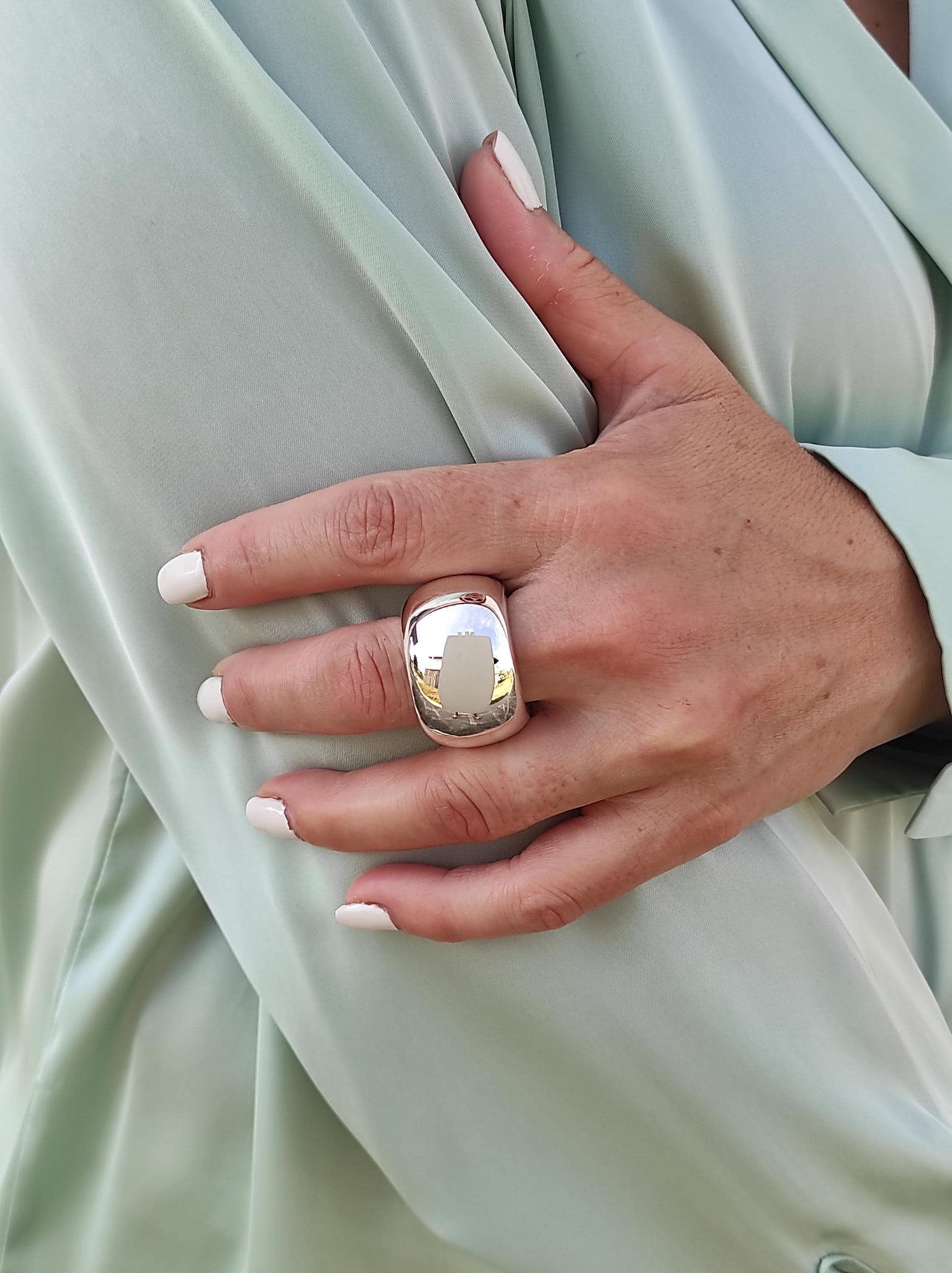 Silver Donut Ring: Chunky Doughnut Ring, Heavy Band, 19MM Wide