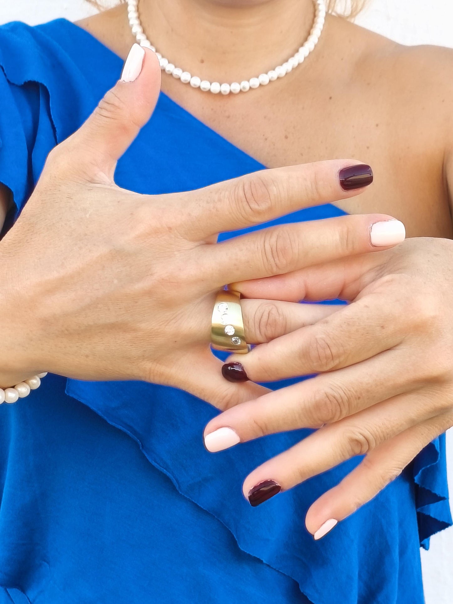 Statement Ring: Chunky Asymmetrical Band, Gold Plated, Birthstones Jewelry
