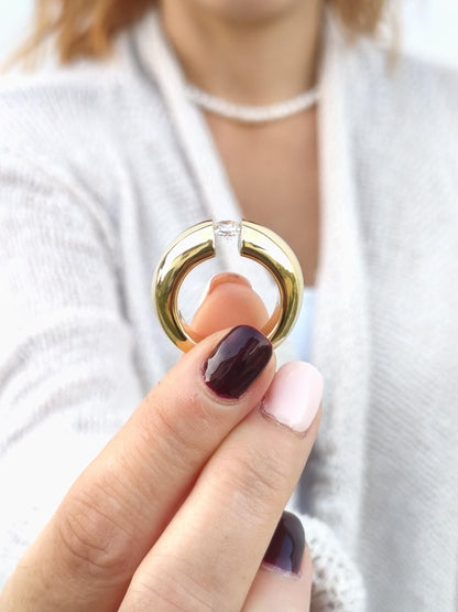 Gold Statement Ring: Engagement Ring Tension Setting
