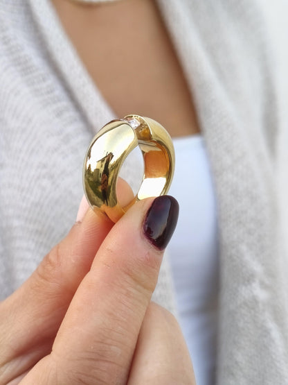 Gold Statement Ring: Engagement Ring Tension Setting