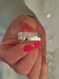 Statement Ring: 2 CT Moissanite, Origami Design, Asymmetrical Square Band