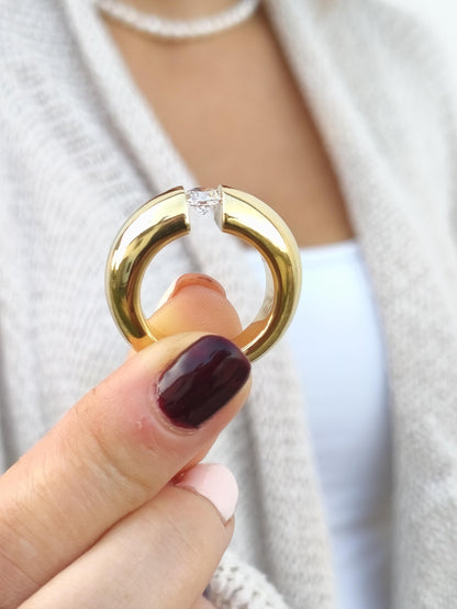 Gold Statement Ring: Engagement Ring Tension Setting