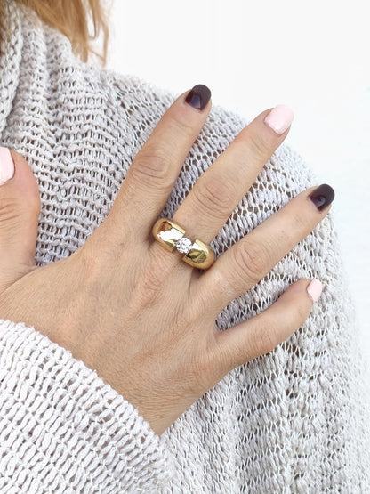 Gold Statement Ring: Engagement Ring Tension Setting