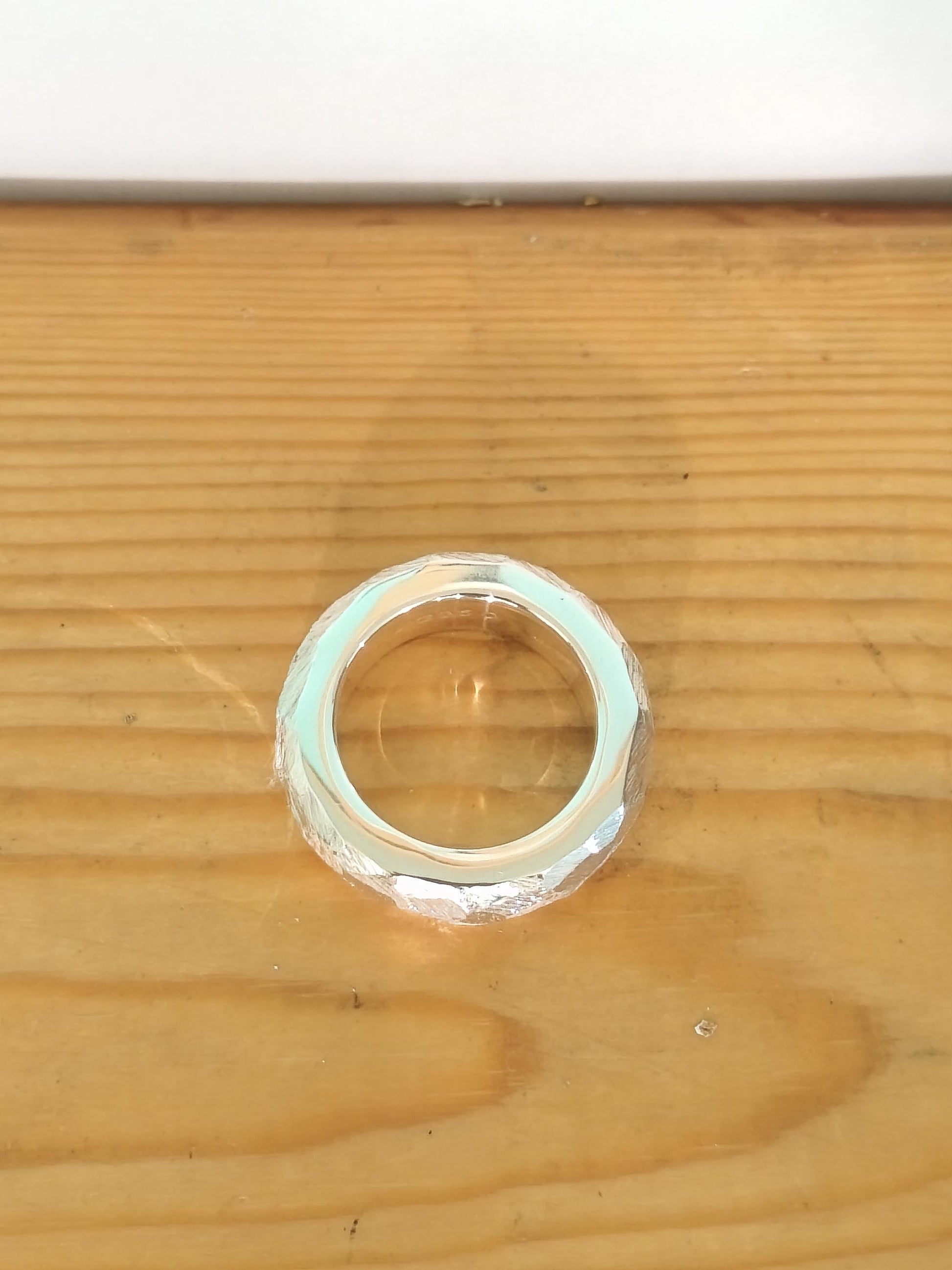 Hammered Band Ring: 8mm Wide Band, Gold Alternative, Fine Jewelry Designs, Silver AG 950