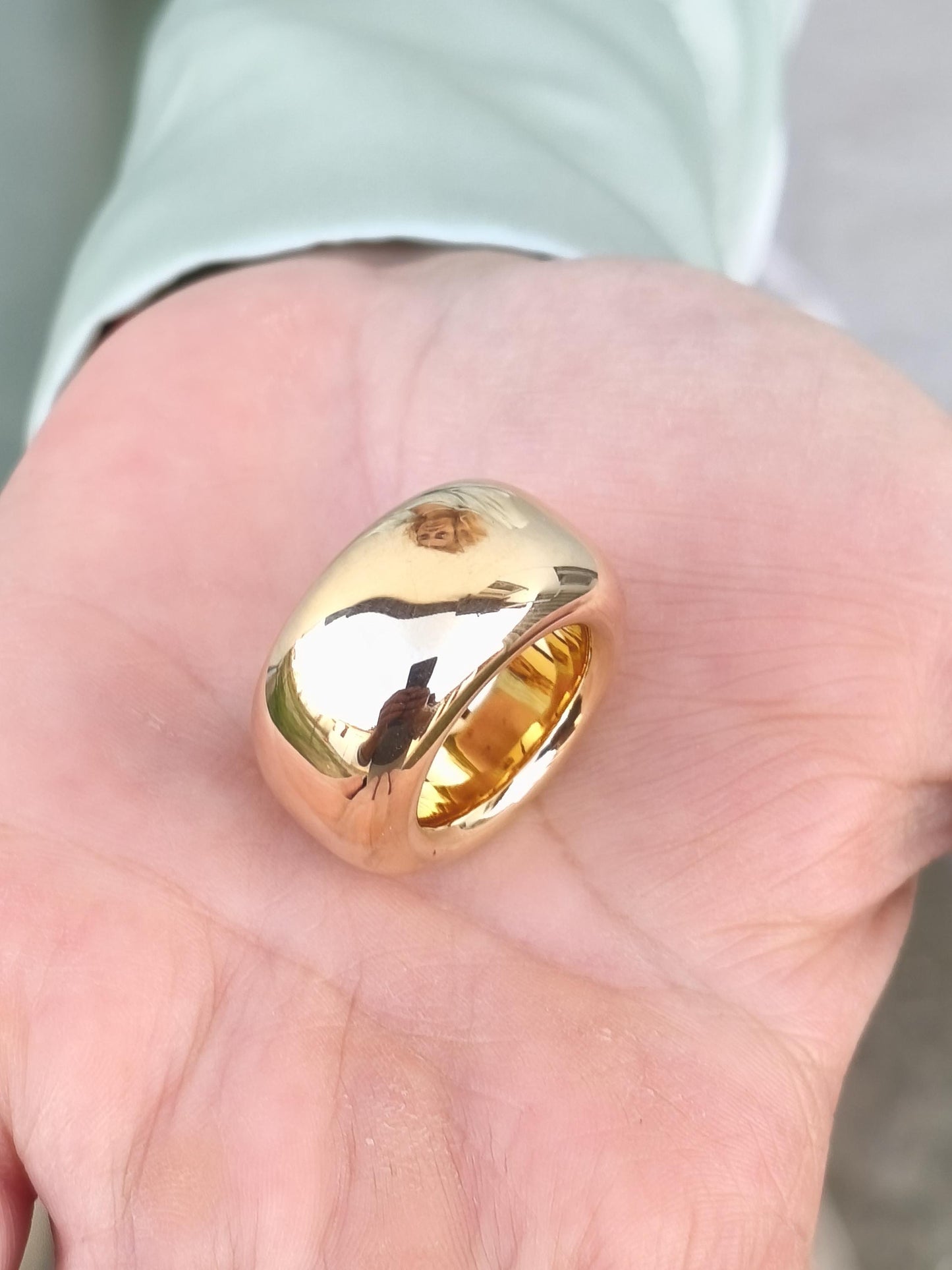 Doughnut Ring: Donut Band Gold Plated, Minimalist Statement Jewelry