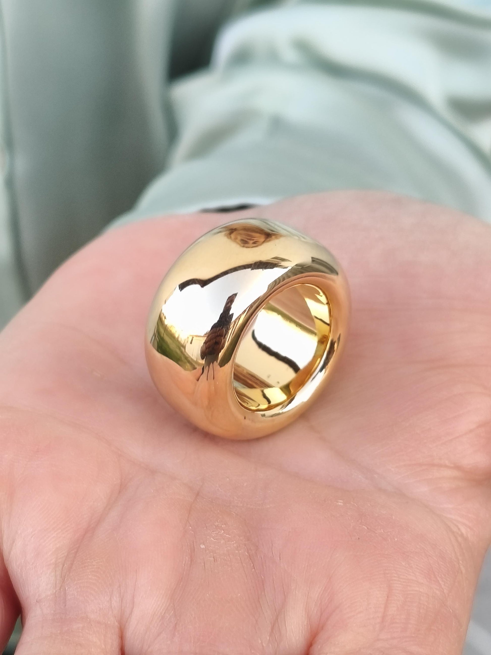 Doughnut Ring: Donut Band Gold Plated, Minimalist Statement Jewelry