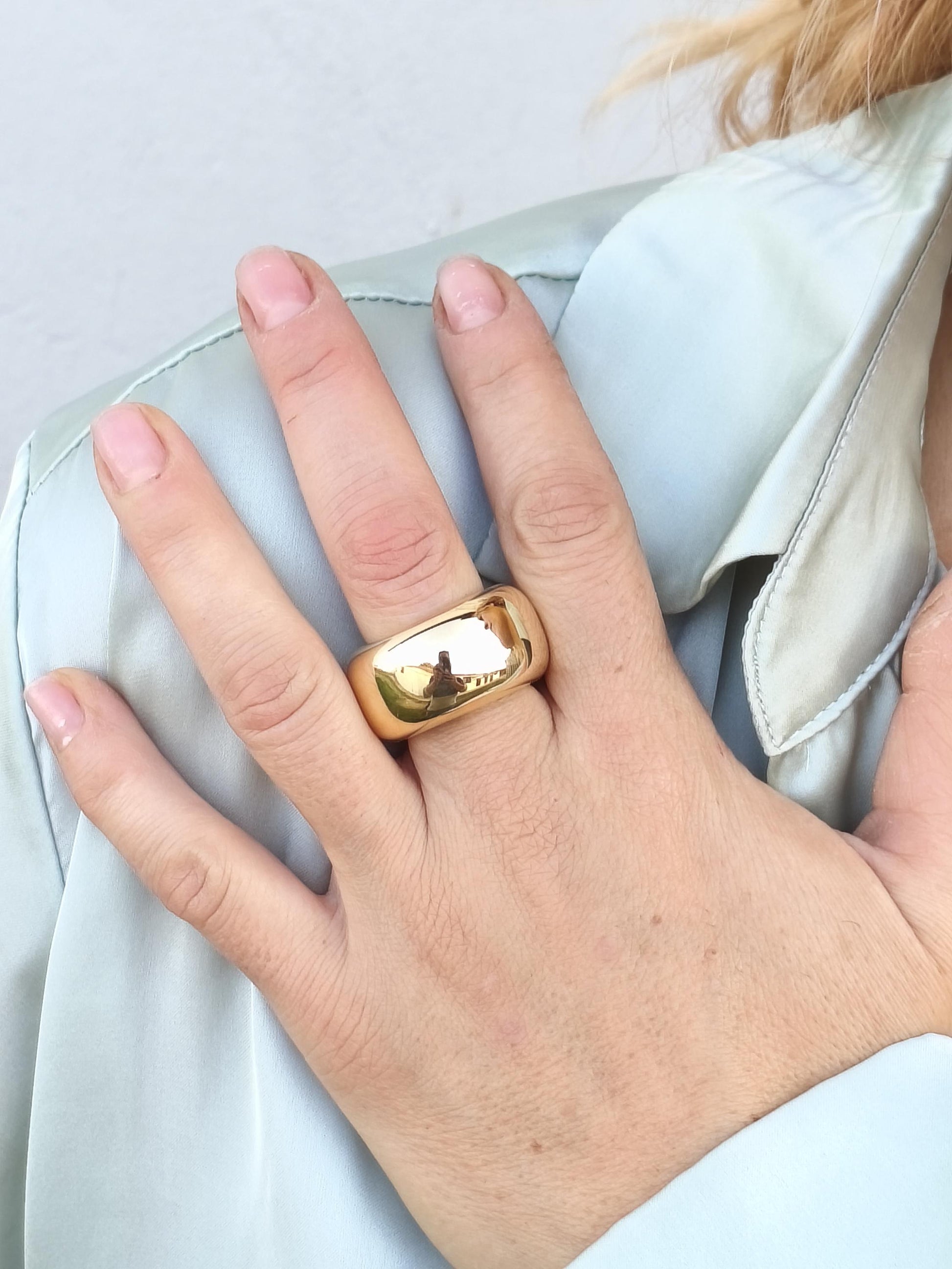 Doughnut Ring: Donut Band Gold Plated, Minimalist Statement Jewelry