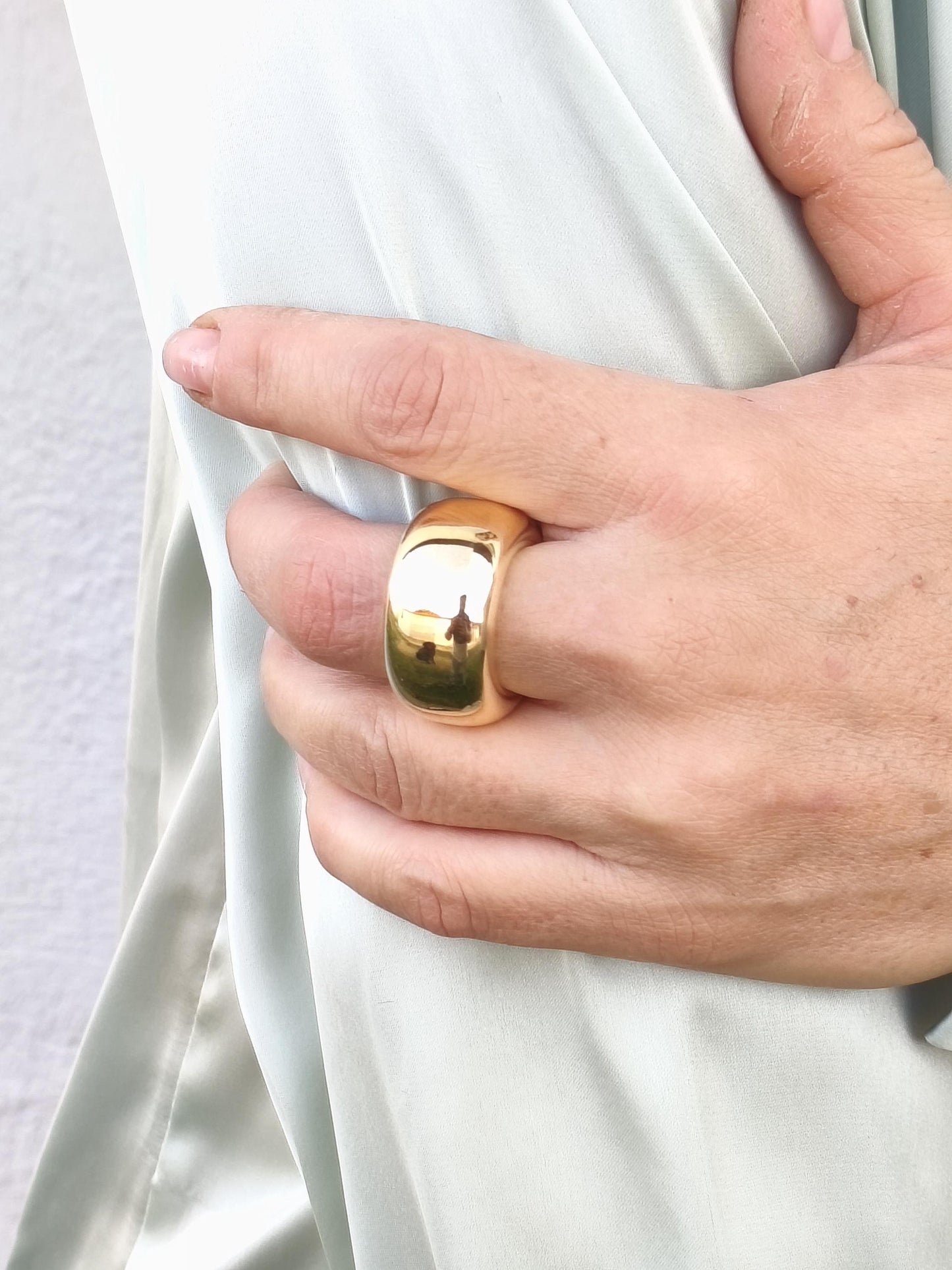 Doughnut Ring: Donut Band Gold Plated, Minimalist Statement Jewelry