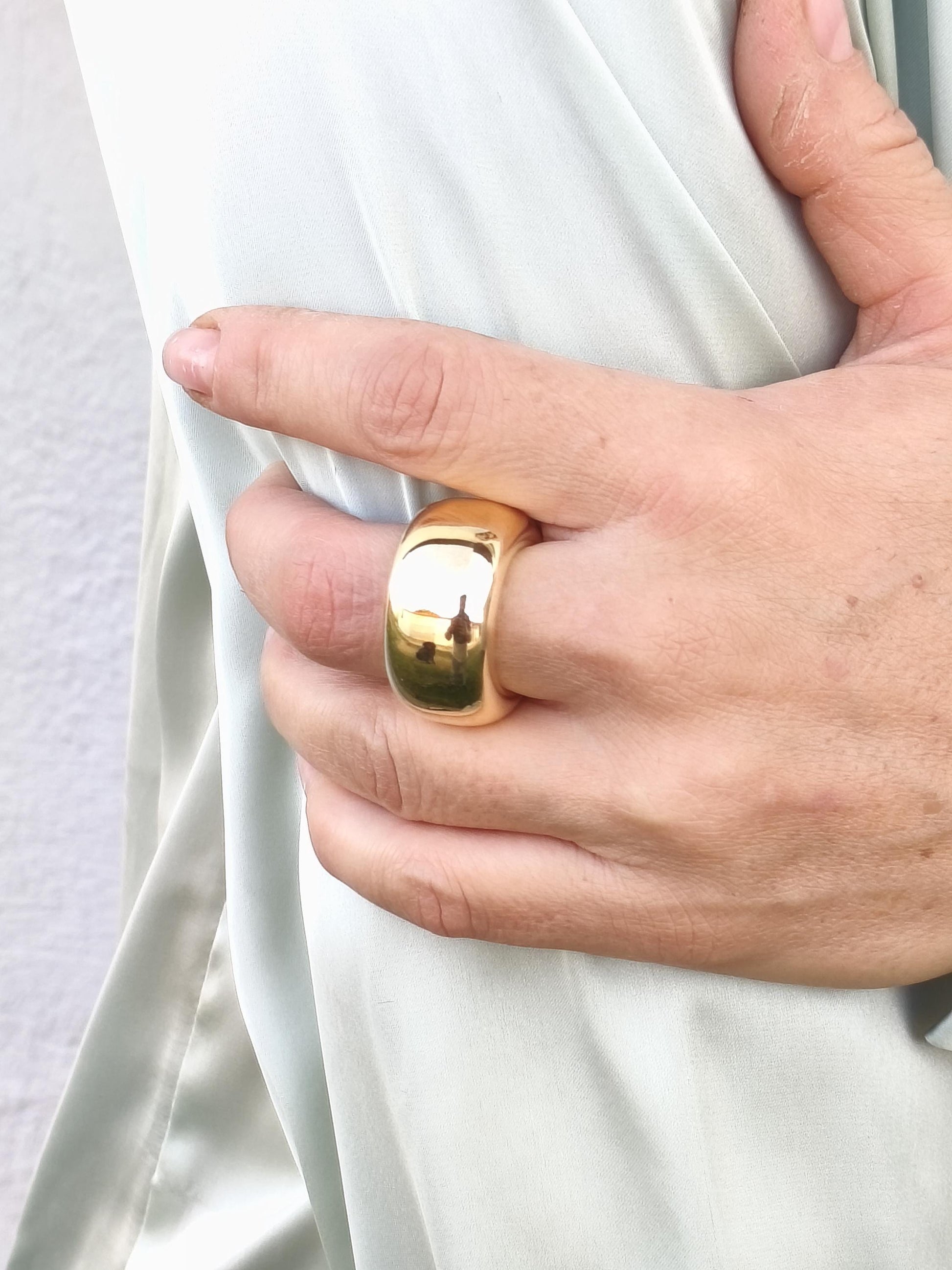Doughnut Ring: Donut Band Gold Plated, Minimalist Statement Jewelry