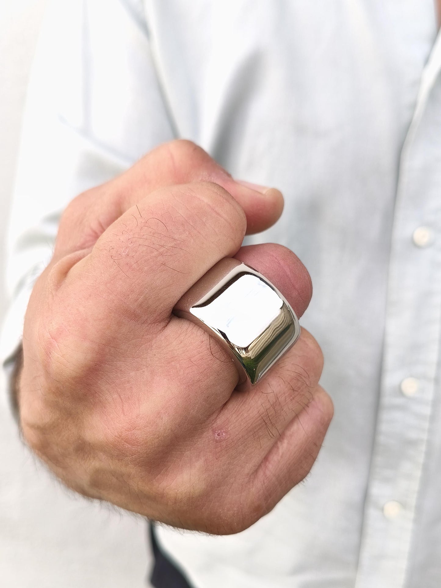 Band Ring: 20MM Wide Wedding Band, Stainless Steel Thick Ring