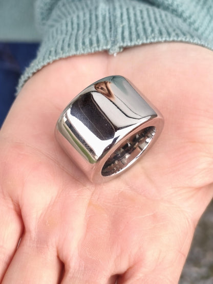Band Ring: 20MM Wide Wedding Band, Stainless Steel Thick Ring
