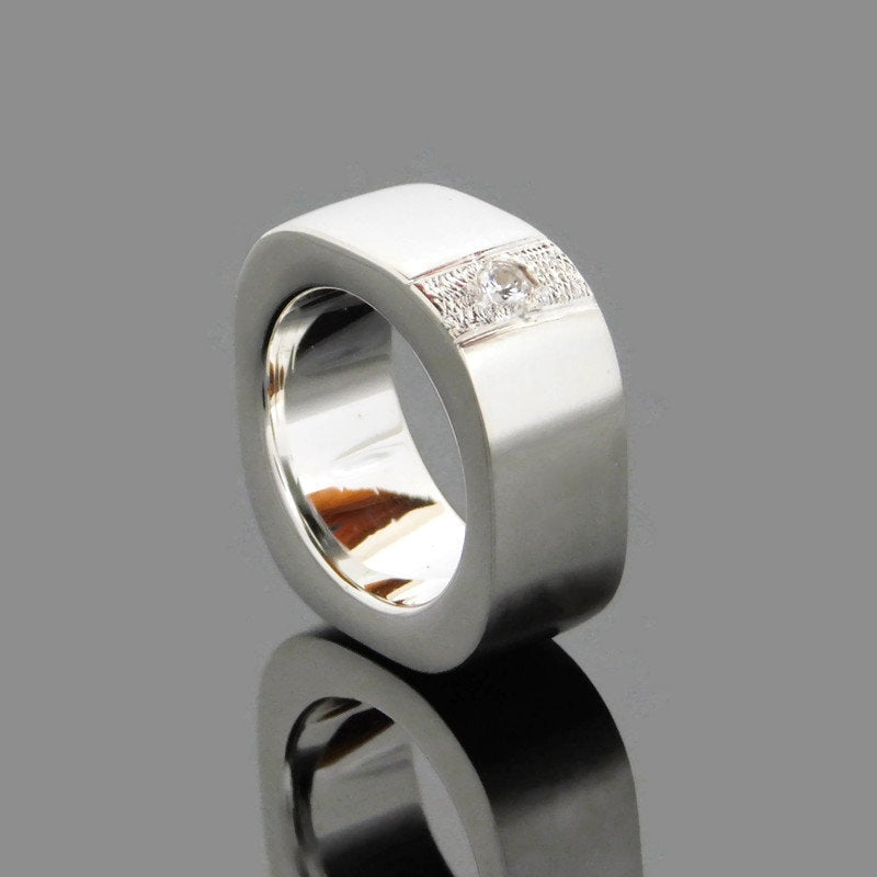 Square Wedding Band Silver: Chunky Ring For Men And Women