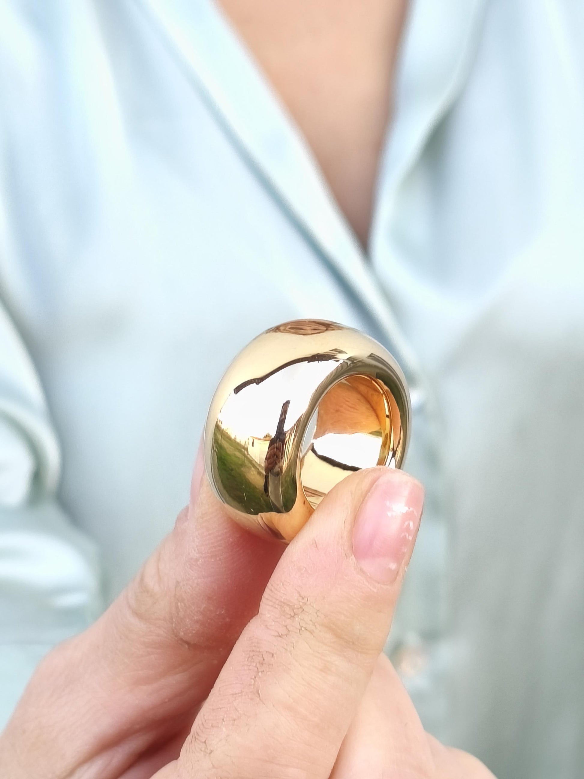 Doughnut Ring: Donut Band Gold Plated, Minimalist Statement Jewelry