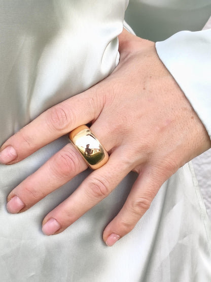 Doughnut Ring: Donut Band Gold Plated, Minimalist Statement Jewelry