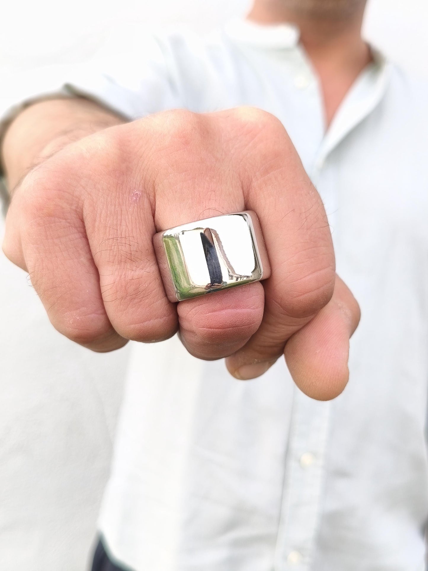 Band Ring: 20MM Wide Wedding Band, Stainless Steel Thick Ring