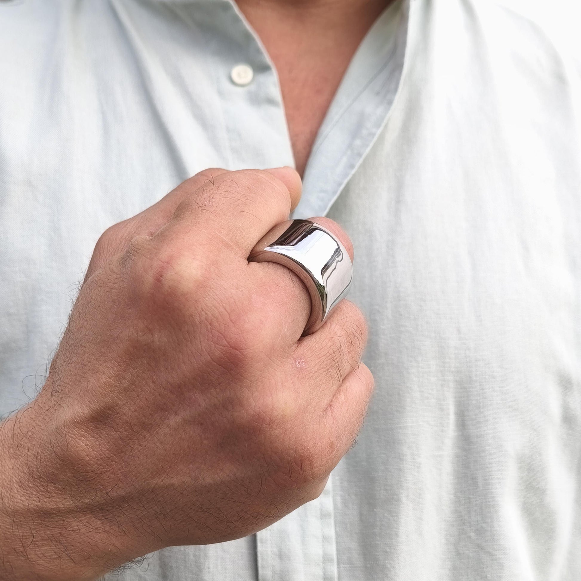 Band Ring: 20MM Wide Wedding Band, Stainless Steel Thick Ring