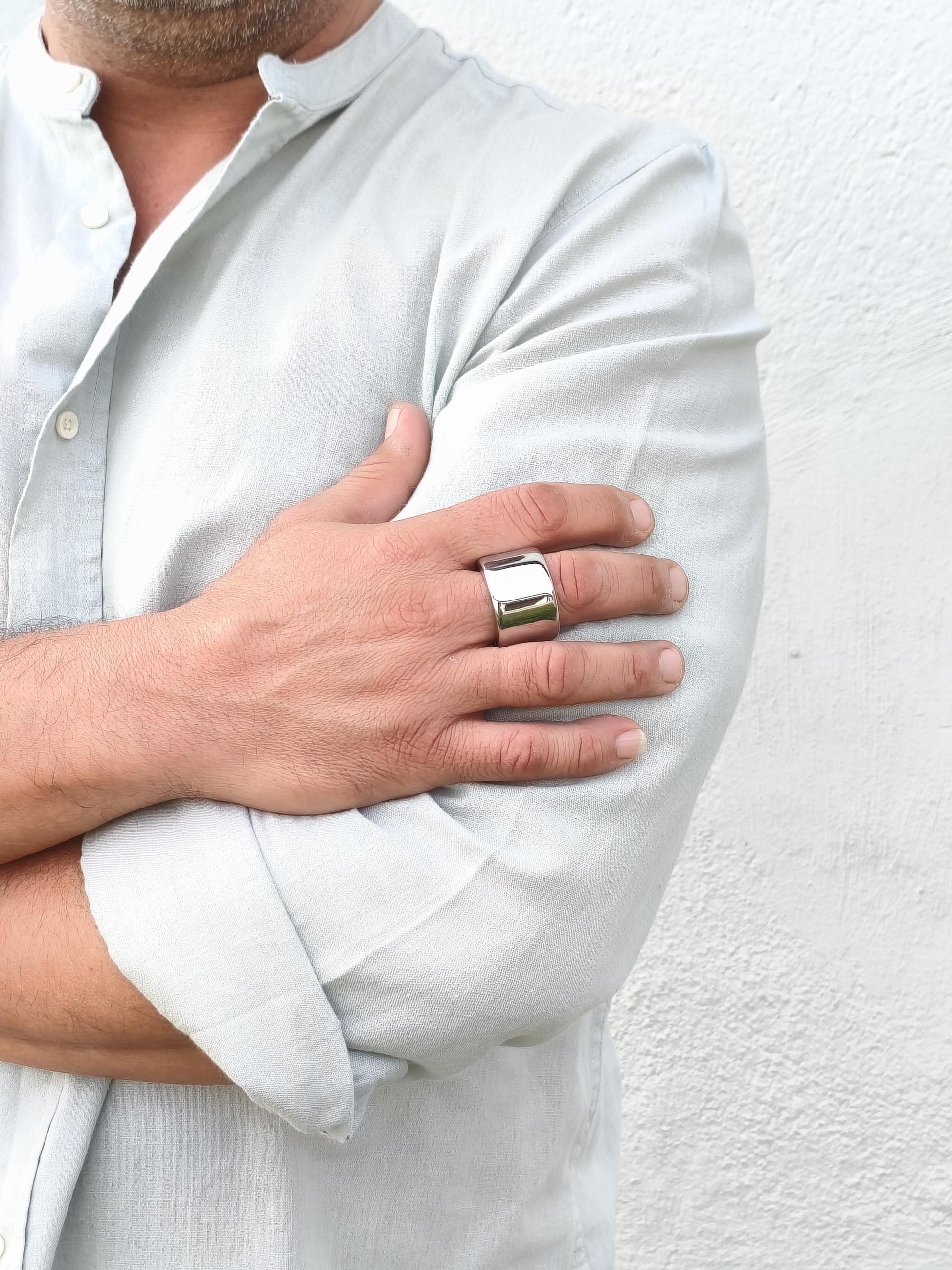 Band Ring: 20MM Wide Wedding Band, Stainless Steel Thick Ring