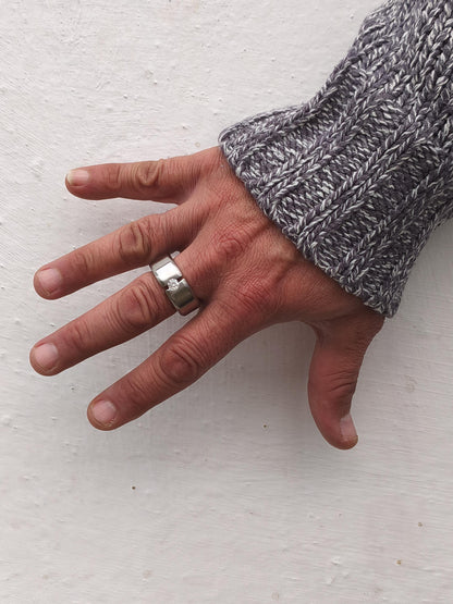 Chunky Wedding Band: Tension Set Moissanite Ring, Stainless Steel
