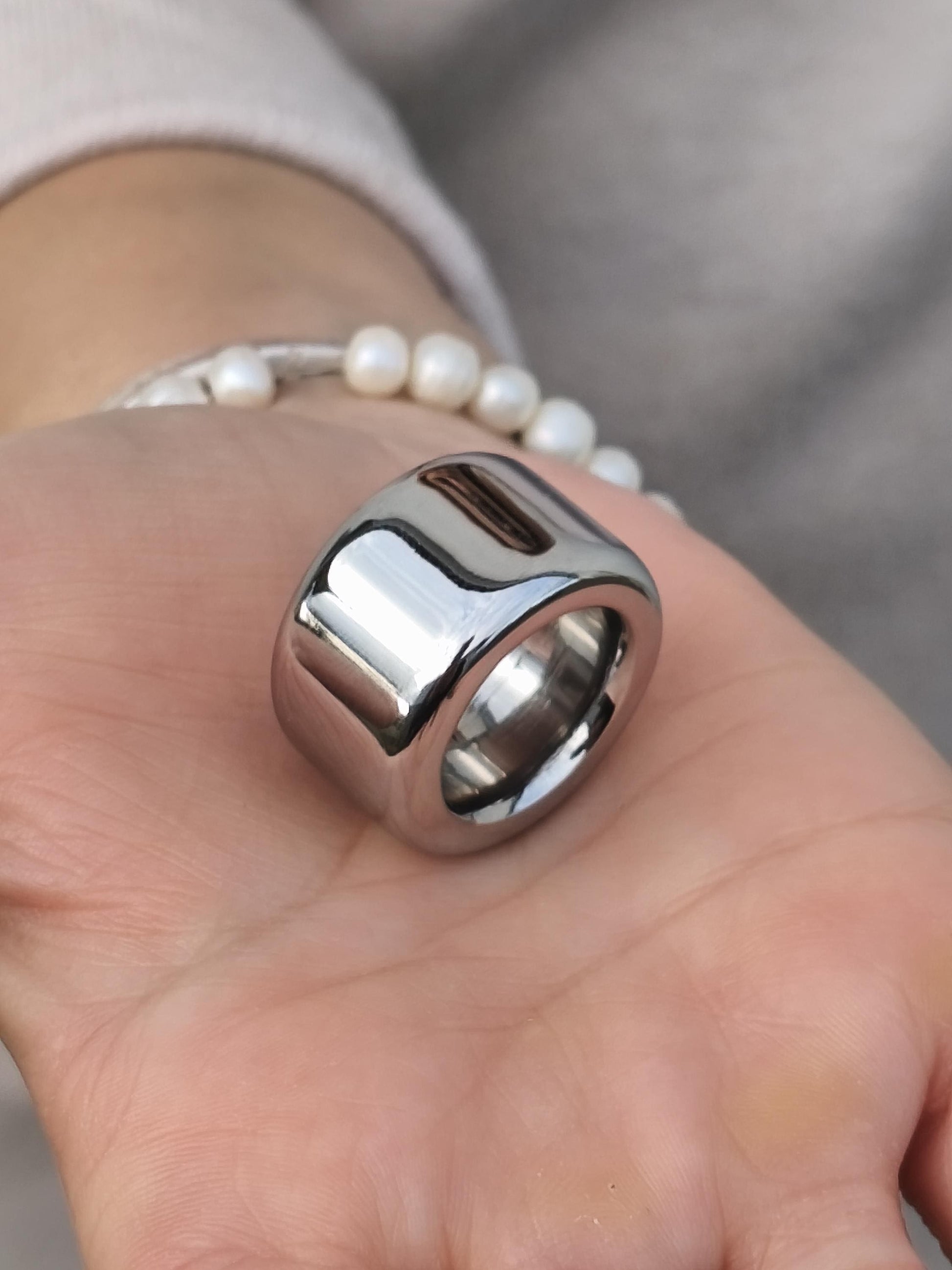 Thick Band Ring: Minimalist Statement Jewelry, Stainless Steel