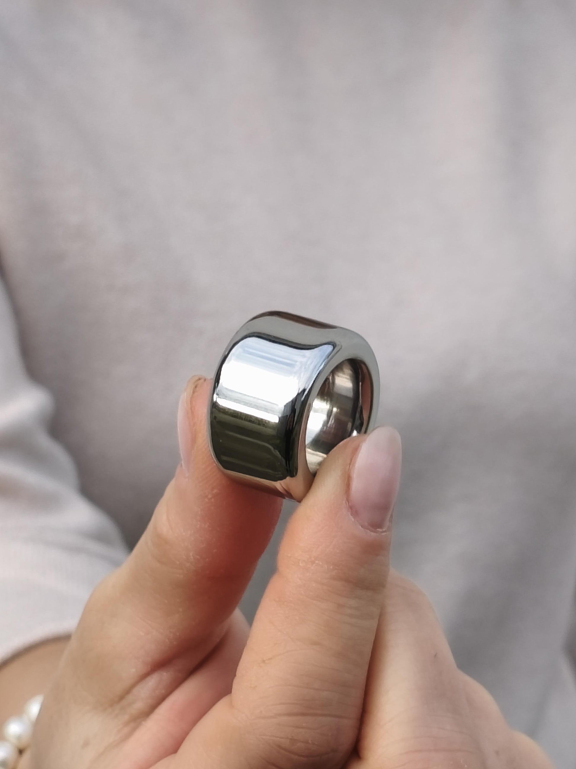 Thick Band Ring: Minimalist Statement Jewelry, Stainless Steel
