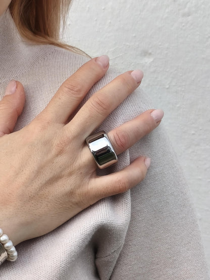 Thick Band Ring: Minimalist Statement Jewelry, Stainless Steel